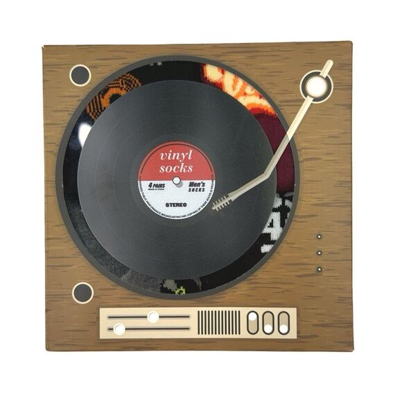 Vinyl Socks 4-Pack Men’s Crew Socks - Shoe Size 7-12 (Sock Size 10-13) - Picture 1 of 4